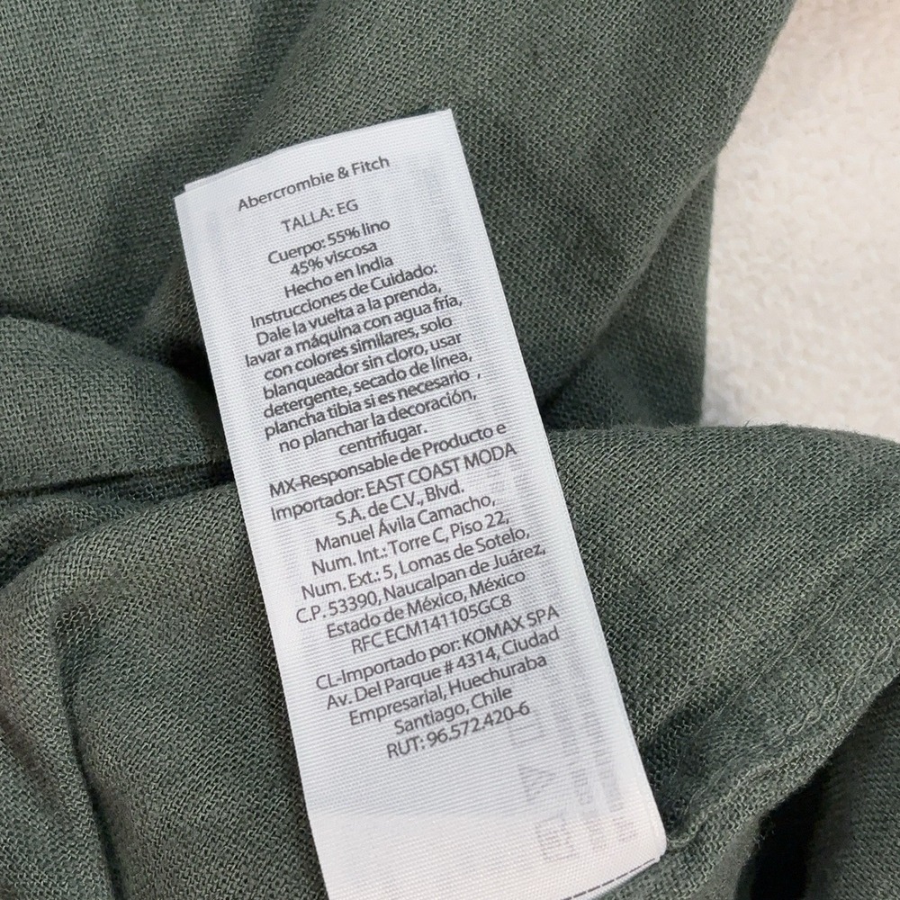 Abercrombie & Fitch Summer Linen Blend Shirt‎ Men's XL Green Pockets Embroidery - Picture 14 of 15